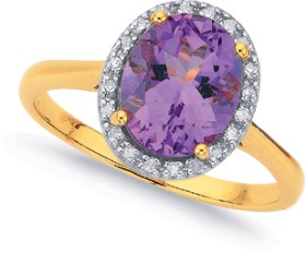 9ct-Amethyst-Diamond-Ring on sale