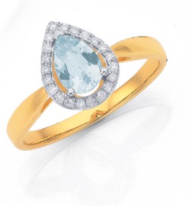 9ct-Aquamarine-Diamond-Ring on sale