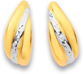 9ct-Two-Tone-Diamond-Cut-Earrings on sale