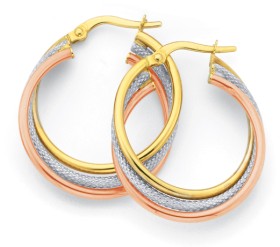 9ct-20mm-Tri-Tone-Triple-Hoop-Earrings on sale