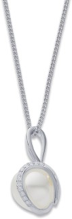 Sterling-Silver-Shell-Pearl-with-Cubic-Zirconia-Twist-Pendant on sale