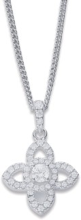 Sterling-Silver-Cubic-Zirconia-Open-Clover-Pendant on sale
