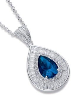 Sterling-Silver-Blue-White-Cubic-Zirconia-Pendant on sale