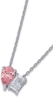 Sterling-Silver-Pink-White-Cubic-Zirconia-Toi-et-Moi-Necklet on sale