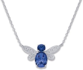 Sterling-Silver-Blue-Cubic-Zirconia-Bee-Necklet on sale