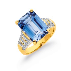 9ct-Created-Sapphire-Diamond-Ring on sale