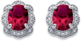 Sterling-Silver-Created-Red-Sapphire-Beaded-Studs on sale