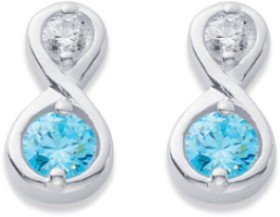 Sterling-Silver-Blue-White-Cubic-Zirconia-Infinity-Studs on sale