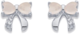 Sterling-Silver-Rose-Quartz-Cubic-Zirconia-Bow-Studs on sale