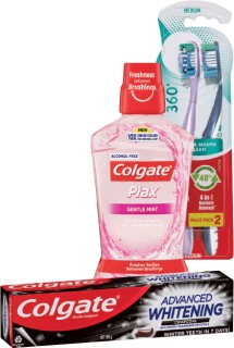 Colgate-Advanced-Whitening-180200g-Sensitive-110g-Plax-Gentle-500ml-or-360-2-Pack on sale