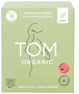 Tom+Organic+Ultra+Thin+Regular+Organic+Cotton+Pads+with+Wings+10+Pack
