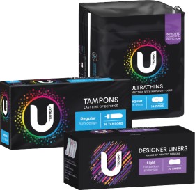 U+By+Kotex+Liner+Designs+30+Pack%2C+Tampons+16+Pack+or+Ultrathin+Pads+8-16+Pack