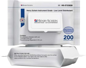 NEW-Henry-Schein-Alcohol-Free-Wipe-Class-IIb-Instrument-Grade-Flat-Pack-Pk-200 on sale