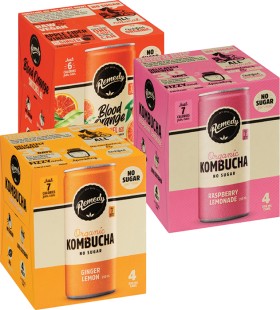 Remedy+Organic+Kombucha+250ml+Cans+4+Pack