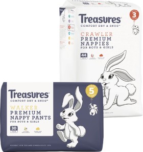 Treasures+Bulk+Nappies+30-54+Pack+or+Nappy+Pants+28-34+Pack