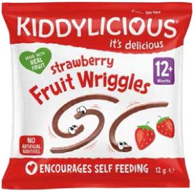 Kiddylicious-Strawb-Fru-Wriggles-12g on sale