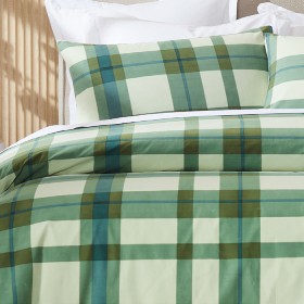 Hometones-Green-Check-Brushed-Microflannel-Duvet-Cover-Set on sale