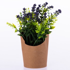 Everlasting+Purple+Flowers+%26amp%3B+Grass+In+Paper+Pot