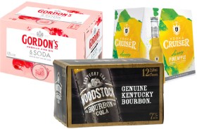 Gordons-Rtd-Range-4-Woodstock-Cola-or-Zero-Sugar-7-12-x-250mL-Cans-or-Cruiser-Range-48-12-x-275mL-Bottles on sale