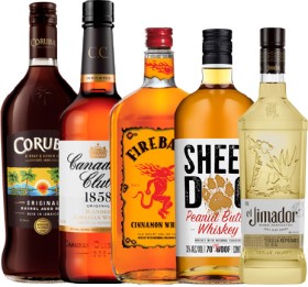 Coruba-Original-Rum-or-Gold-1L-Canadian-Club-Whisky-or-Spiced-1L-Fireball-Cinnamon-Whisky-700mL-Sheep-Dog-Peanut-Butter-Whiskey-700mL on sale
