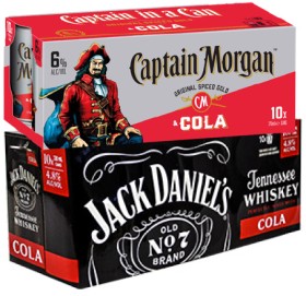 Captain+Morgan+Spiced+%26amp%3B+Cola+6%25+or+Jack+Daniel%26%23039%3Bs+%26amp%3B+Cola+4.8%25+10+x+330mL+Cans