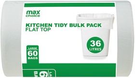 Max-Choice-Kitchen-Tidy-Bag-Flat-Top-36L-60-Pack on sale