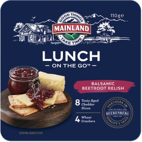 NEW+Mainland+Lunch+On+The+Go+Cheese+%26amp%3B+Crackers+with+Balsamic+Beetroot+Relish%2A+110g