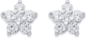 Sterling-Silver-Cubic-Zirconia-Flower-Studs on sale