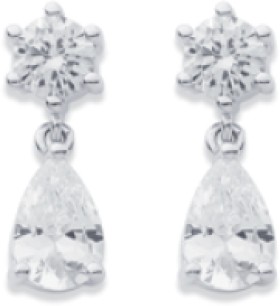 Sterling-Silver-Cubic-Zirconia-Drop-Earrings on sale