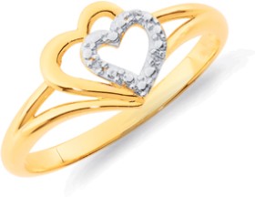 9ct-Diamond-Hearts-Ring on sale