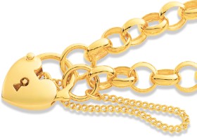 9ct-19cm-Belcher-Padlock-Bracelet on sale