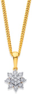 9ct%2C+Diamond+Flower+Cluster+Pendant