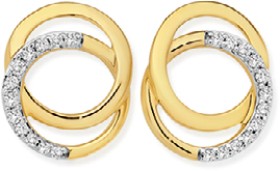 9ct-Diamond-Interlock-Circle-Stud-Earrings on sale