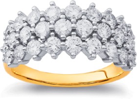 10ct-Element-Lab-Grown-Diamond-3-Row-Ring on sale