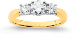 14ct+Element+Lab+Diamond+3+Stone+FG%2FVS+Ring+Set