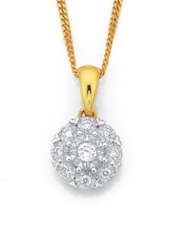 9ct-Two-Tone-Diamond-Cluster-Pendant on sale