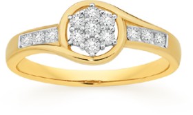 9ct%2C+Diamond+Flower+Ring