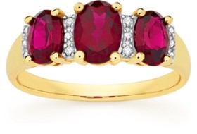 9ct+Created+Ruby+%26amp%3B+Diamond+Ring