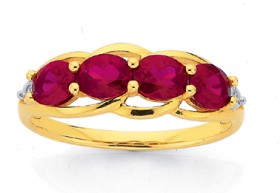 9ct+Created+Ruby+%26amp%3B+Diamond+Dress+Ring