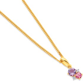 9ct-Pink-Amethyst-Tourmaline-Diamond-Pendant on sale