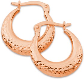 9ct-Rose-Gold-17MM-Diamond-Cut-Creole-Hoops on sale