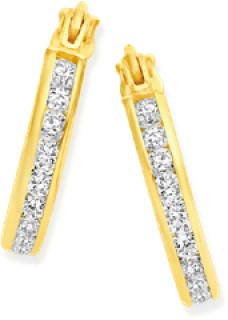 9ct+Cubic+Zirconia+Hoop+Earrings