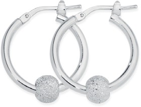Sterling+Silver+15mm+Stardust+Hoop+Earring