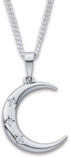 Sterling+Silver+Cubic+Zirconia+Crescent+Moon+Pendant