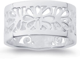 Sterling+Silver+Flower+Band+Size+T
