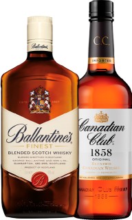 Ballantines-Finest-Blended-Scotch-Whisky-1L-or-Canadian-Club-Whisky-or-Spiced-Whisky-1L on sale
