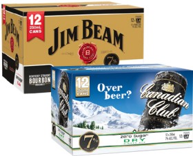Jim-Beam-Gold-7-Zero-or-Canadian-Club-Dry-Zero-7-12-x-250mL-Cans on sale