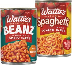 Watties-Baked-Beanz-or-Spaghetti-420g on sale