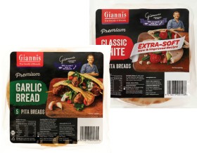 Giannis+Premium+Pita+Bread+4%2F5%2F6+Pack+or+Lunch+Box+Pita+Pockets+420g