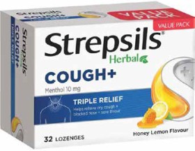 Strepsils+Lozenges+Herbal+Cough+Honey+Lemon+32ea